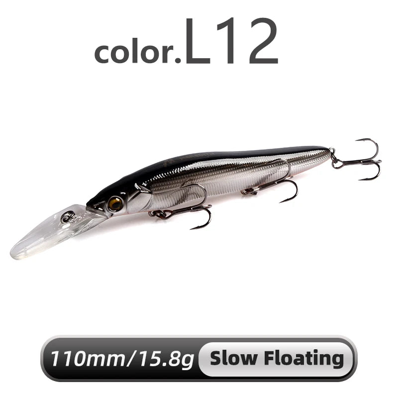 Señuelo duro Meredith Minnow 110mm, flotante o hundimiento lento, para pesca de lucio y lubina