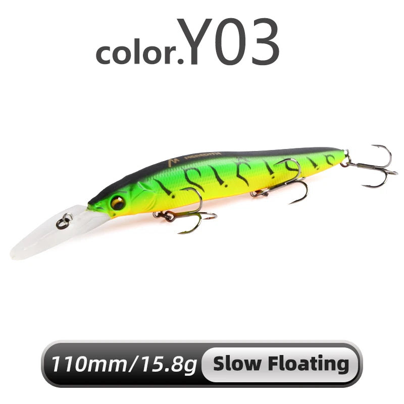 Señuelo duro Meredith Minnow 110mm, flotante o hundimiento lento, para pesca de lucio y lubina