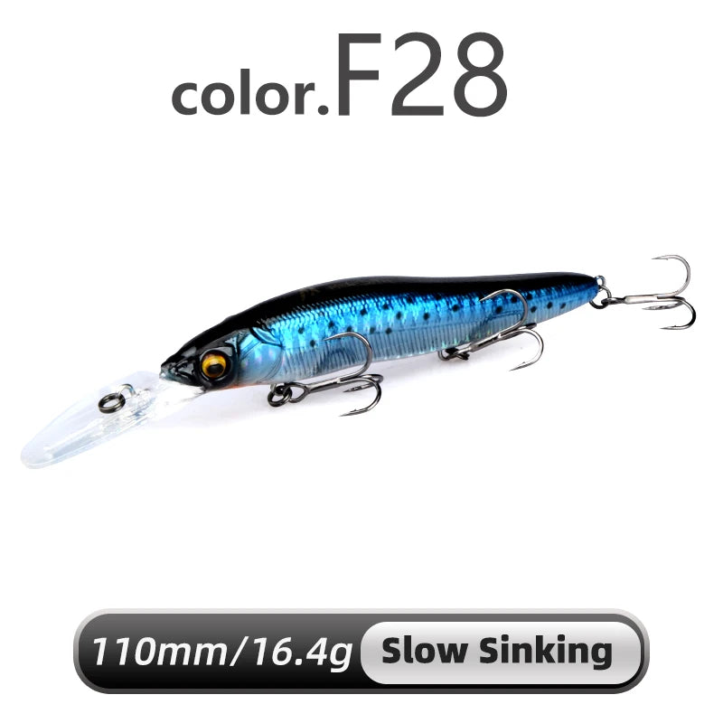 Señuelo duro Meredith Minnow 110mm, flotante o hundimiento lento, para pesca de lucio y lubina