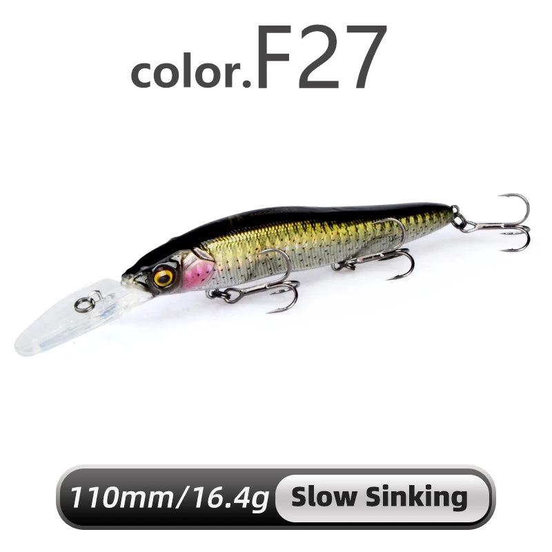 Señuelo duro Meredith Minnow 110mm, flotante o hundimiento lento, para pesca de lucio y lubina