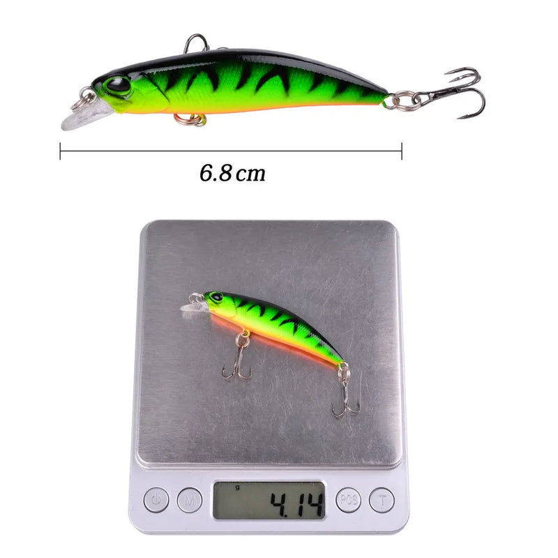 Kit de señuelos duros tipo minnow Misto, crankbait con ojos 3D para carpa y pesca ligera