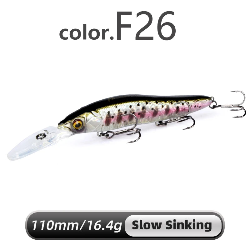 Señuelo duro Meredith Minnow 110mm, flotante o hundimiento lento, para pesca de lucio y lubina