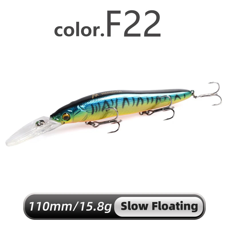 Señuelo duro Meredith Minnow 110mm, flotante o hundimiento lento, para pesca de lucio y lubina