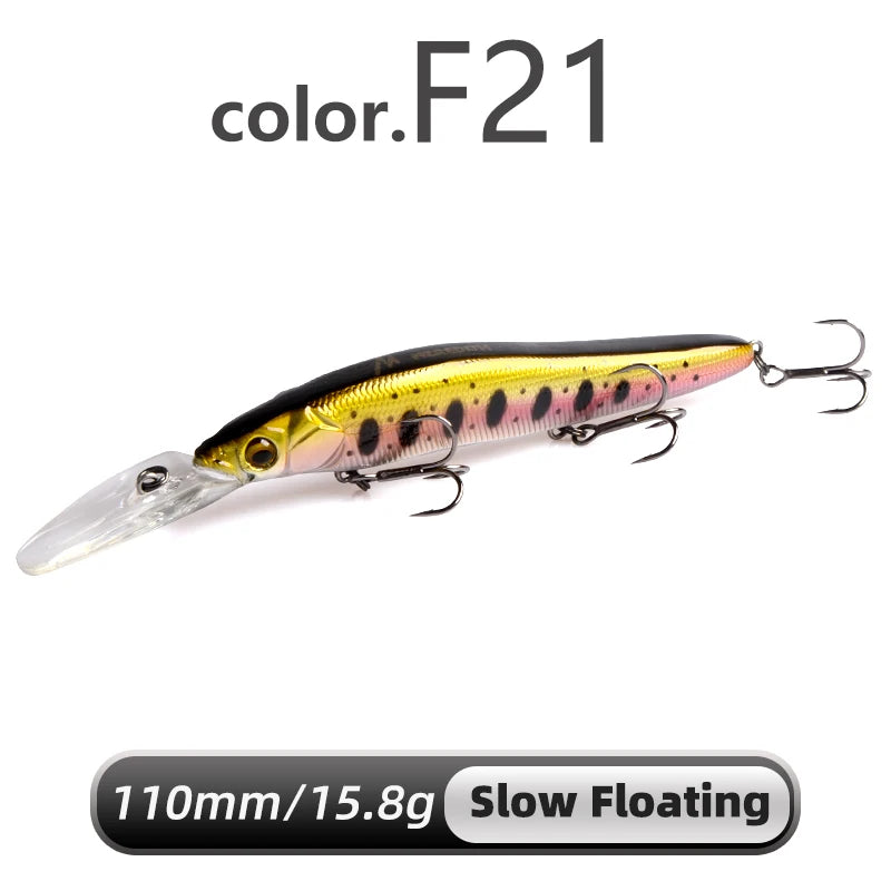 Señuelo duro Meredith Minnow 110mm, flotante o hundimiento lento, para pesca de lucio y lubina