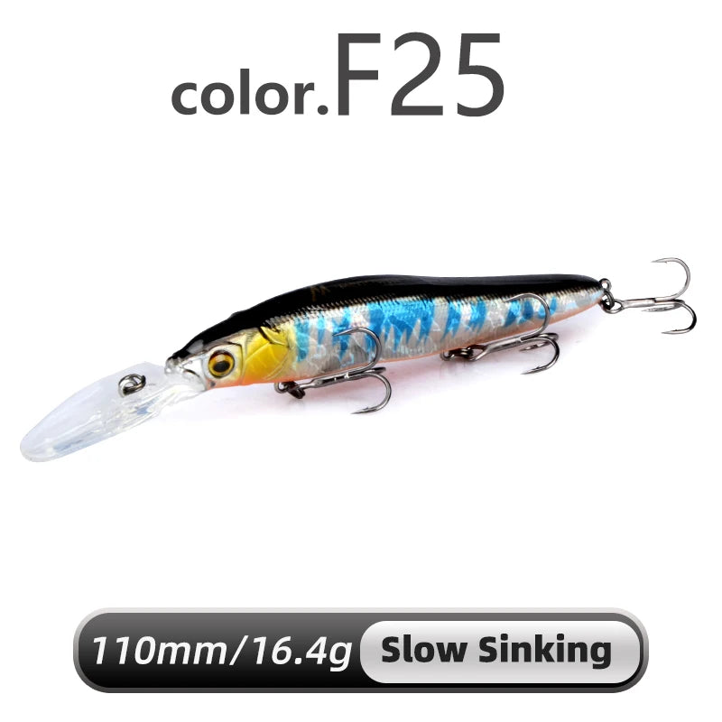 Señuelo duro Meredith Minnow 110mm, flotante o hundimiento lento, para pesca de lucio y lubina