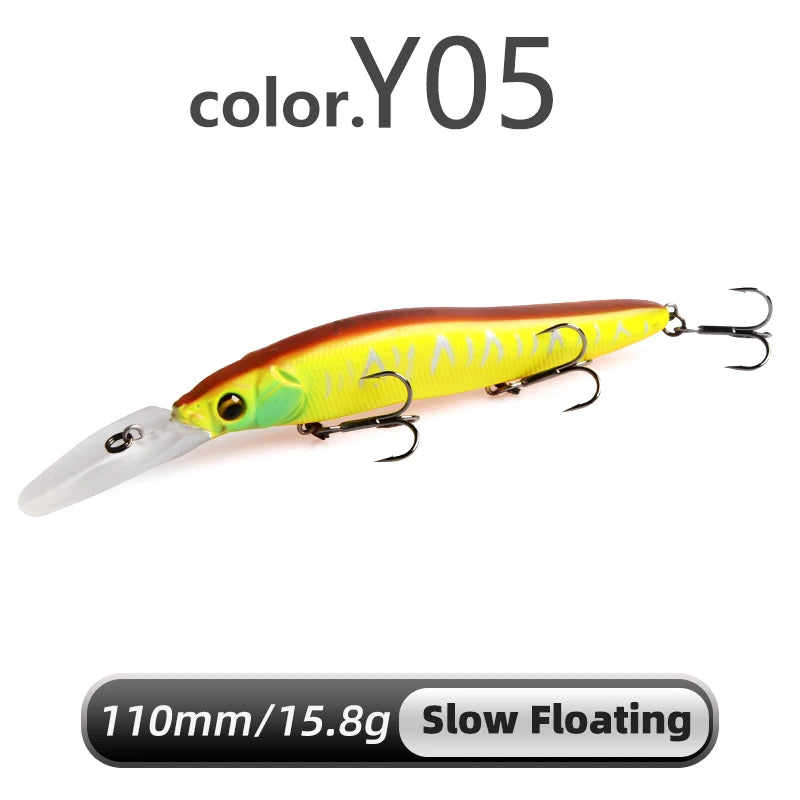 Señuelo duro Meredith Minnow 110mm, flotante o hundimiento lento, para pesca de lucio y lubina