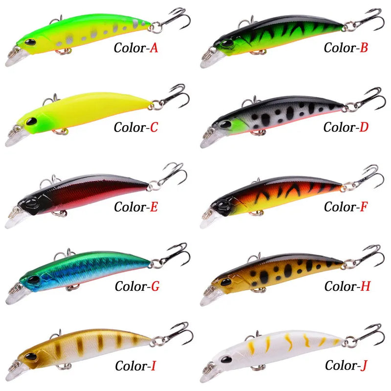 Kit de señuelos duros tipo minnow Misto, crankbait con ojos 3D para carpa y pesca ligera