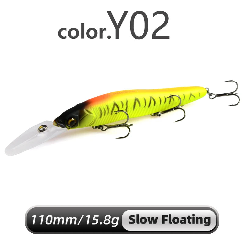 Señuelo duro Meredith Minnow 110mm, flotante o hundimiento lento, para pesca de lucio y lubina