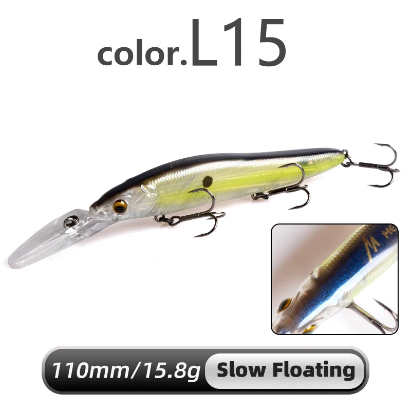 Señuelo duro Meredith Minnow 110mm, flotante o hundimiento lento, para pesca de lucio y lubina
