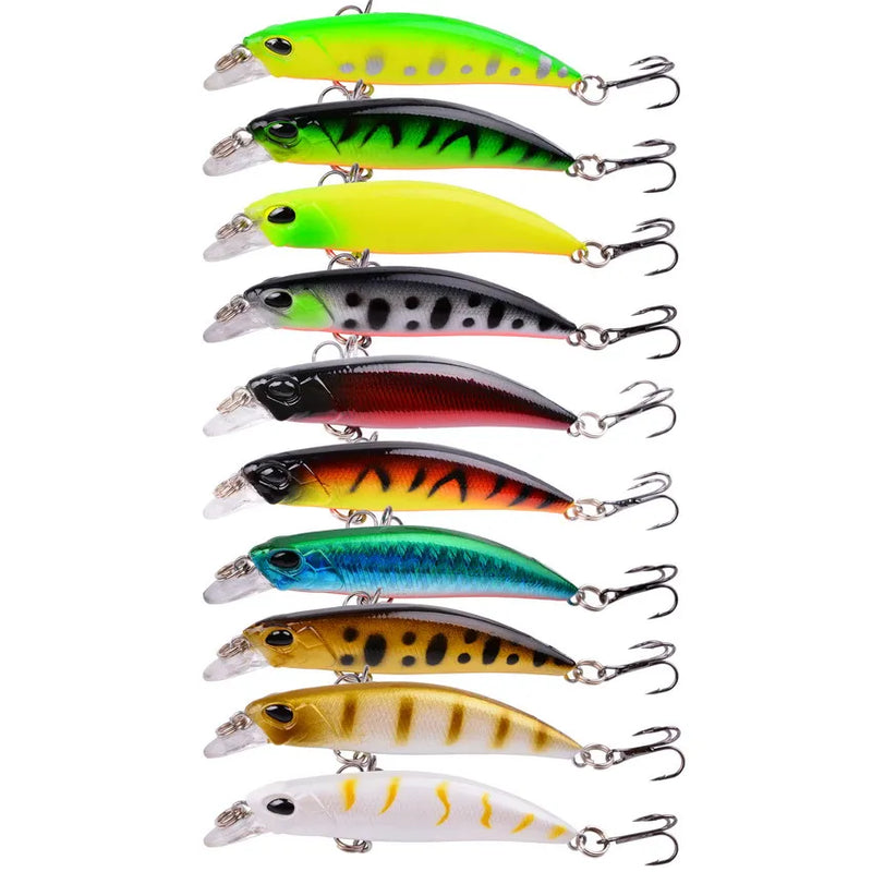 Kit de señuelos duros tipo minnow Misto, crankbait con ojos 3D para carpa y pesca ligera