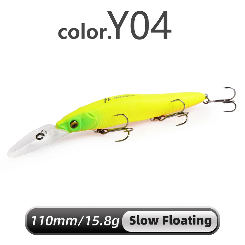 Señuelo duro Meredith Minnow 110mm, flotante o hundimiento lento, para pesca de lucio y lubina