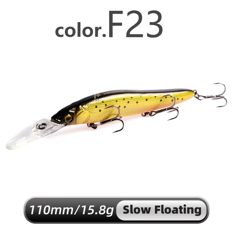 Señuelo duro Meredith Minnow 110mm, flotante o hundimiento lento, para pesca de lucio y lubina