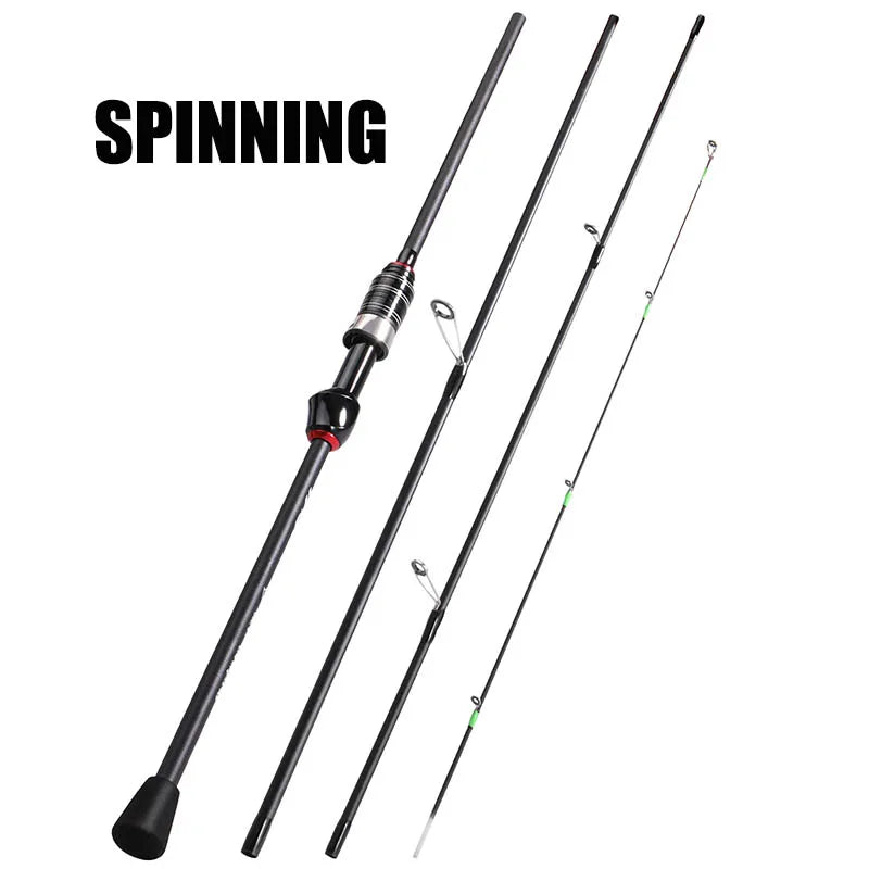 Caña Sougayilang spinning/casting 1.8-2.1m, fibra de carbono, 3/4 secciones, ultraligera