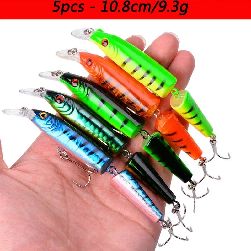 Kit de señuelos duros tipo minnow Misto, crankbait con ojos 3D para carpa y pesca ligera