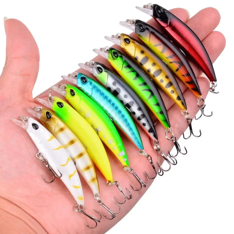Kit de señuelos duros tipo minnow Misto, crankbait con ojos 3D para carpa y pesca ligera