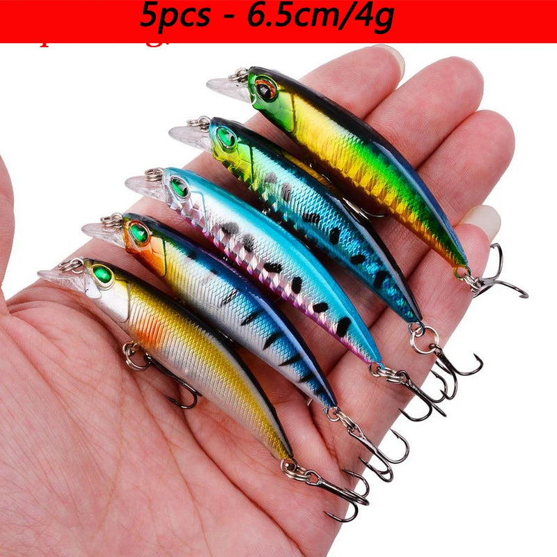Kit de señuelos duros tipo minnow Misto, crankbait con ojos 3D para carpa y pesca ligera