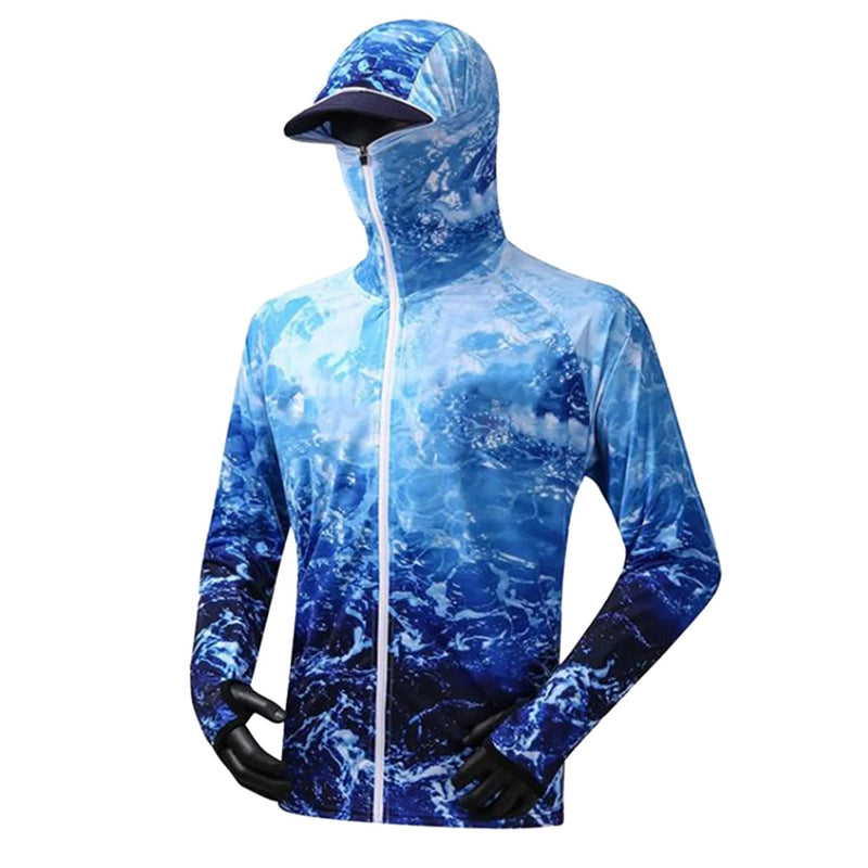 Camisa de Pesca com Capuz UV Secado Rápido Esportiva Verão