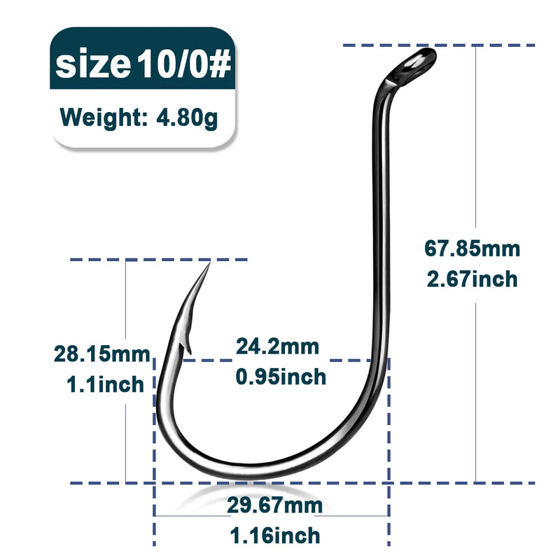 Anzuelos triples 9KM tipo pulpo, acero carbono, 4# a 1/0#, 50–100 piezas