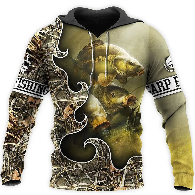 Moletom de Pesca Harajuku Unissex Casual Hoodie Outono/Inverno