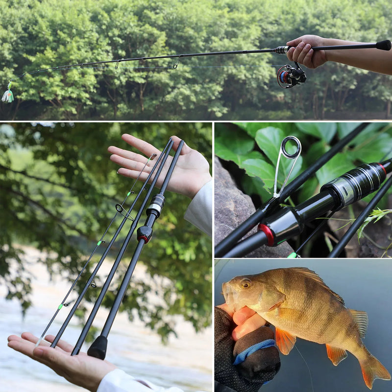 Caña Sougayilang spinning/casting 1.8-2.1m, fibra de carbono, 3/4 secciones, ultraligera