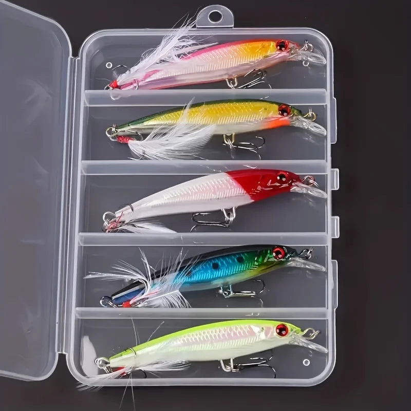 Señuelo artificial biónico con gancho de plumas, 9cm, kit de pesca en mar y río