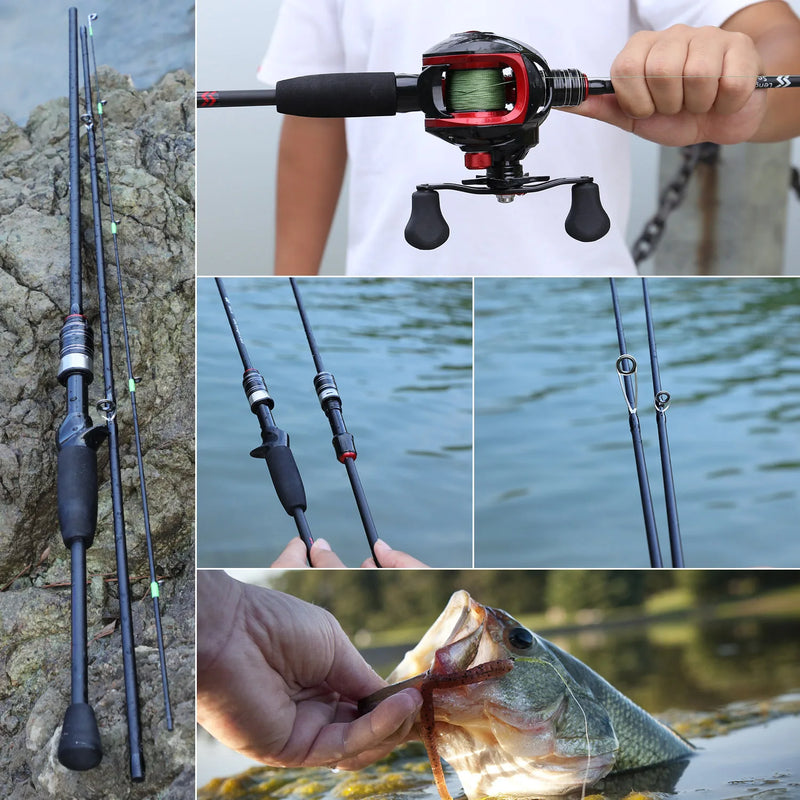 Caña Sougayilang spinning/casting 1.8-2.1m, fibra de carbono, 3/4 secciones, ultraligera