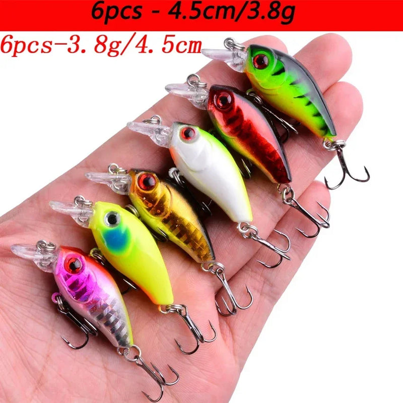 Kit de señuelos duros tipo minnow Misto, crankbait con ojos 3D para carpa y pesca ligera