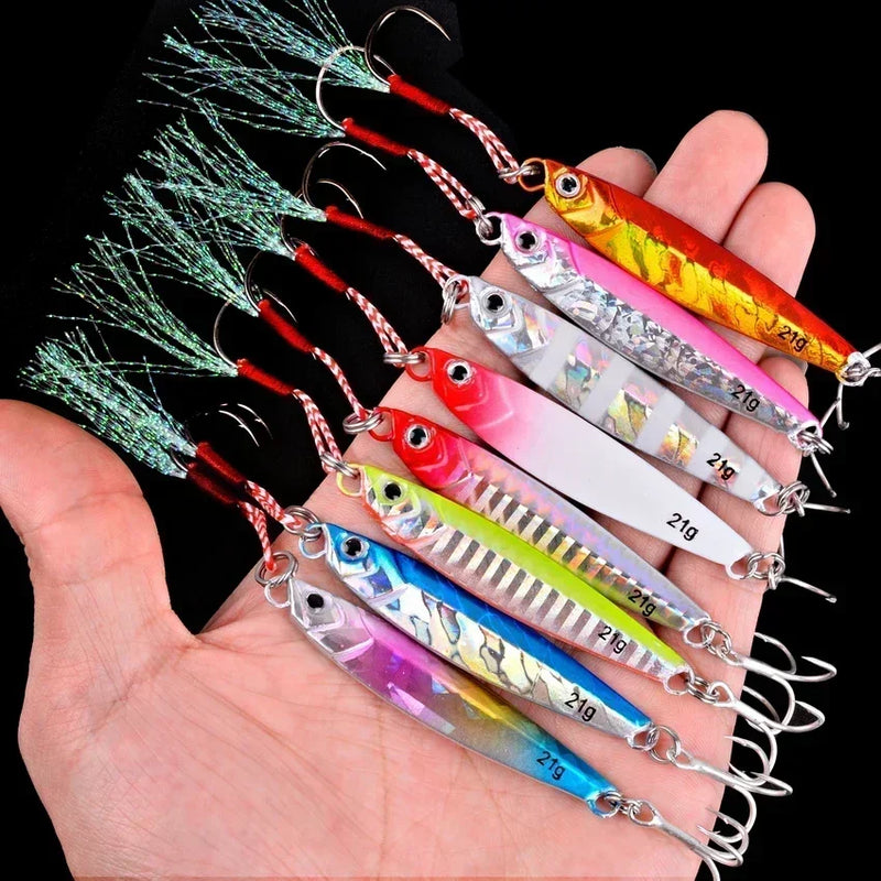 Set de 5 señuelos metálicos tipo jig para pesca en agua salada, 7g a 40g