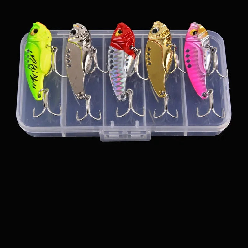Set de 5 señuelos metálicos VIB Aorace con caja, 3g a 20g, tipo crankbait y swimbait