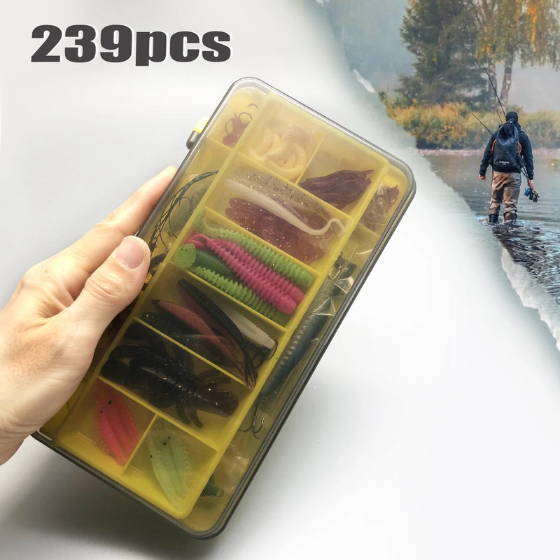 Kit profesional de pesca 83/133/193/239/409 piezas con caja multicapa para trucha, lucio y bass