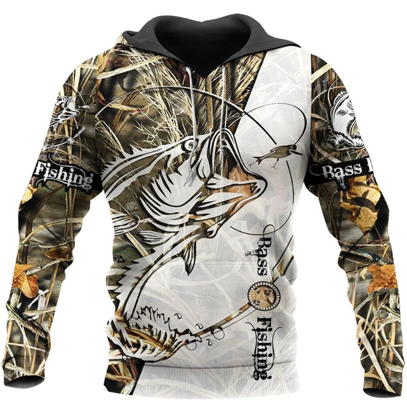 Sudadera Hoodie Pesca Unisex 3D Harajuku Manga Larga Casual