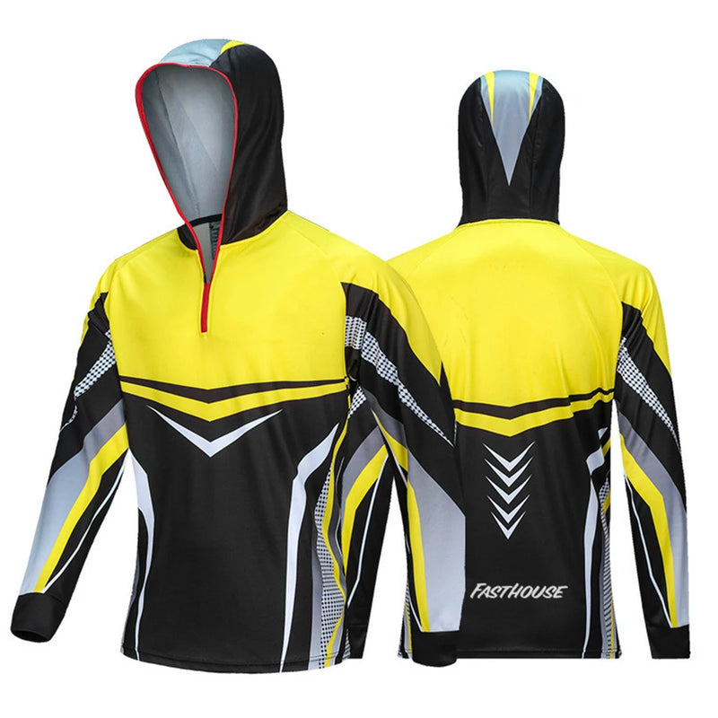 Camisa de Pesca com Capuz UV Secado Rápido Esportiva Verão