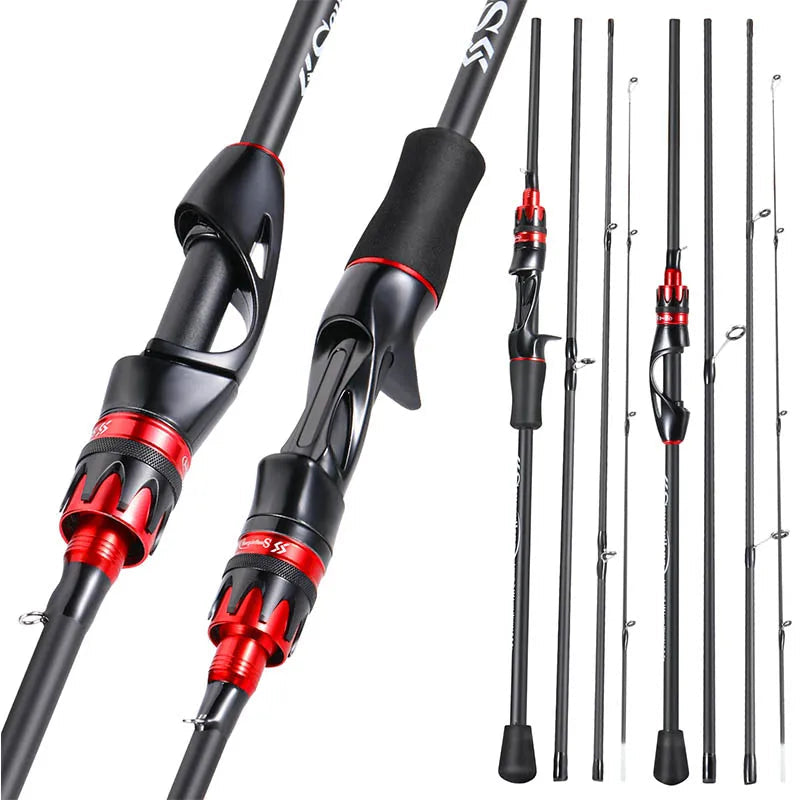 Caña Sougayilang spinning/casting 2.1m, 4 secciones, carbono ultraligero, isca 0.8-5g