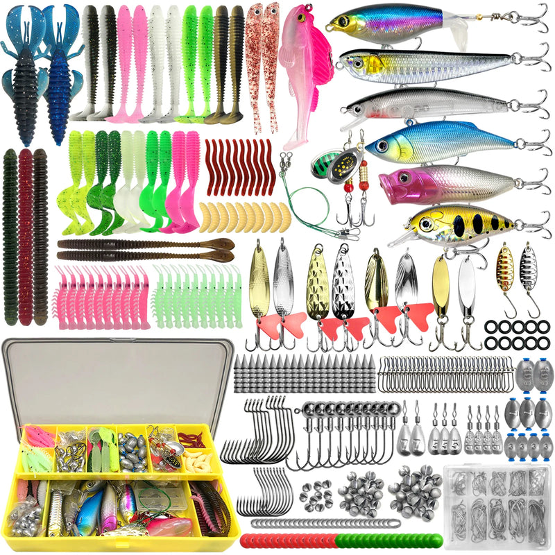 Kit profesional de pesca 83/133/193/239/409 piezas con caja multicapa para trucha, lucio y bass