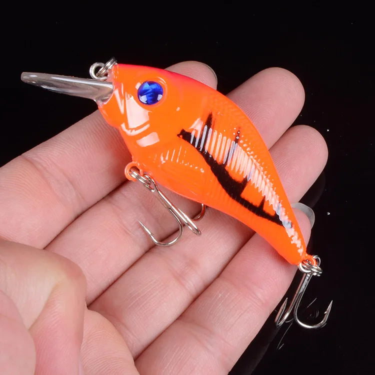 Señuelo duro VIB 7.5cm 10.2g con ojos 3D, hundimiento y ganchos triples de acero
