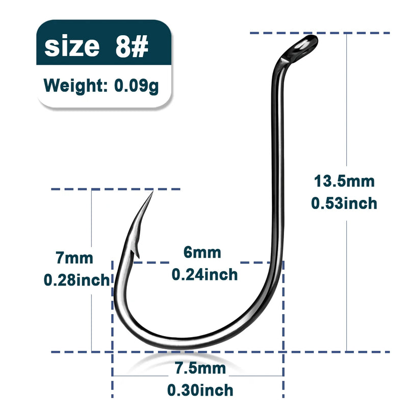 Anzuelos triples 9KM tipo pulpo, acero carbono, 4# a 1/0#, 50–100 piezas