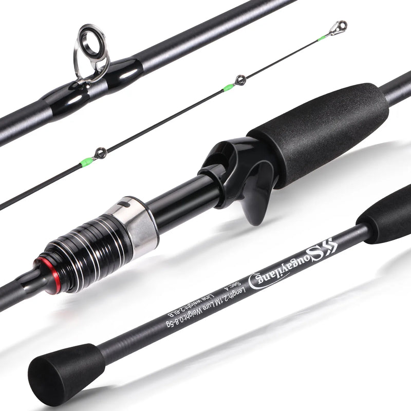 Caña Sougayilang spinning/casting 1.8-2.1m, fibra de carbono, 3/4 secciones, ultraligera