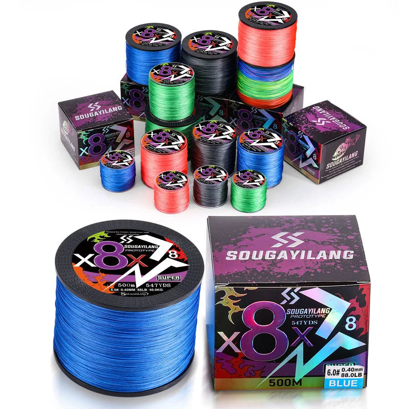 Sougayilang Línea Trenzada PE 8 Hilos 100m-500m 22-88LB Multifilamento