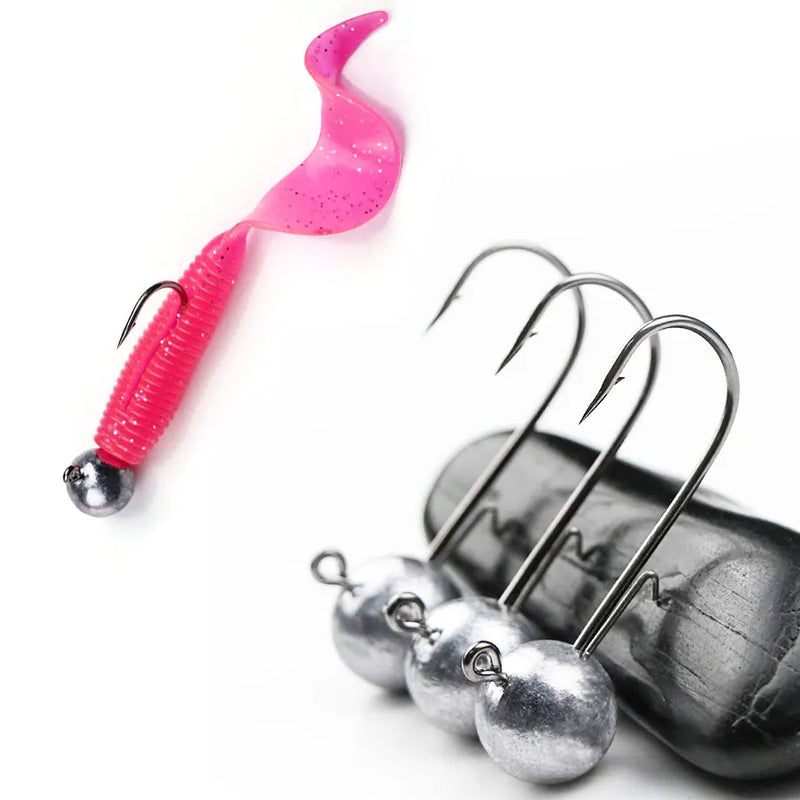 Set MrLurion 100 anzuelos Jig Head 1g–3g, cabeza redonda, acero carbono