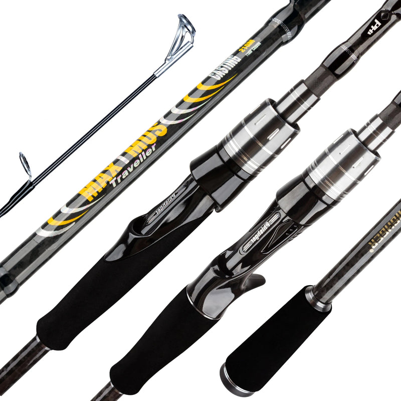 Caña Maximus spinning/casting 1.8m a 3.0m, carbono 30T, anillas FUJI, viaje, L/M/ML