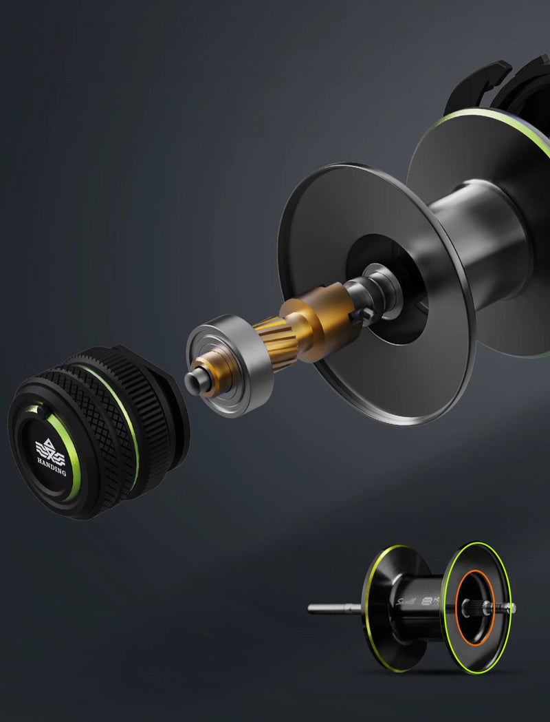 Carrete M1 Baitcasting 7.2:1, 6+1BB, arrastre 8 kg, diseño compacto y preciso