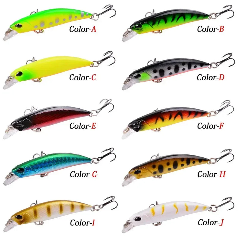 Kit de señuelos duros tipo minnow Misto, crankbait con ojos 3D para carpa y pesca ligera