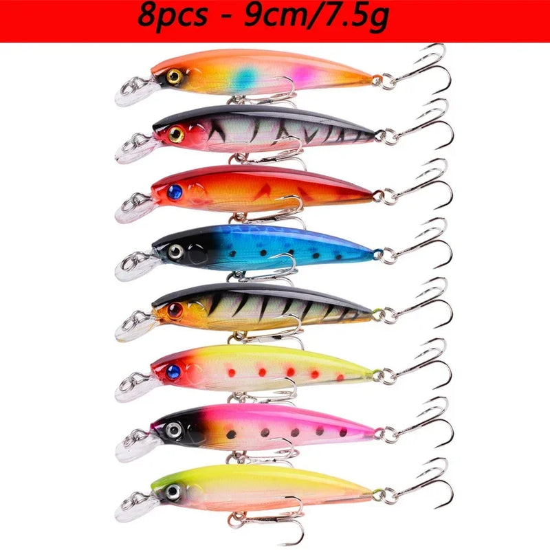 Kit de señuelos duros tipo minnow Misto, crankbait con ojos 3D para carpa y pesca ligera
