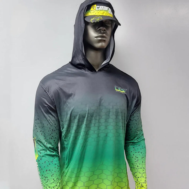Camisa de Pesca com Capuz UPF 50+ Manga Longa Secado Rápido