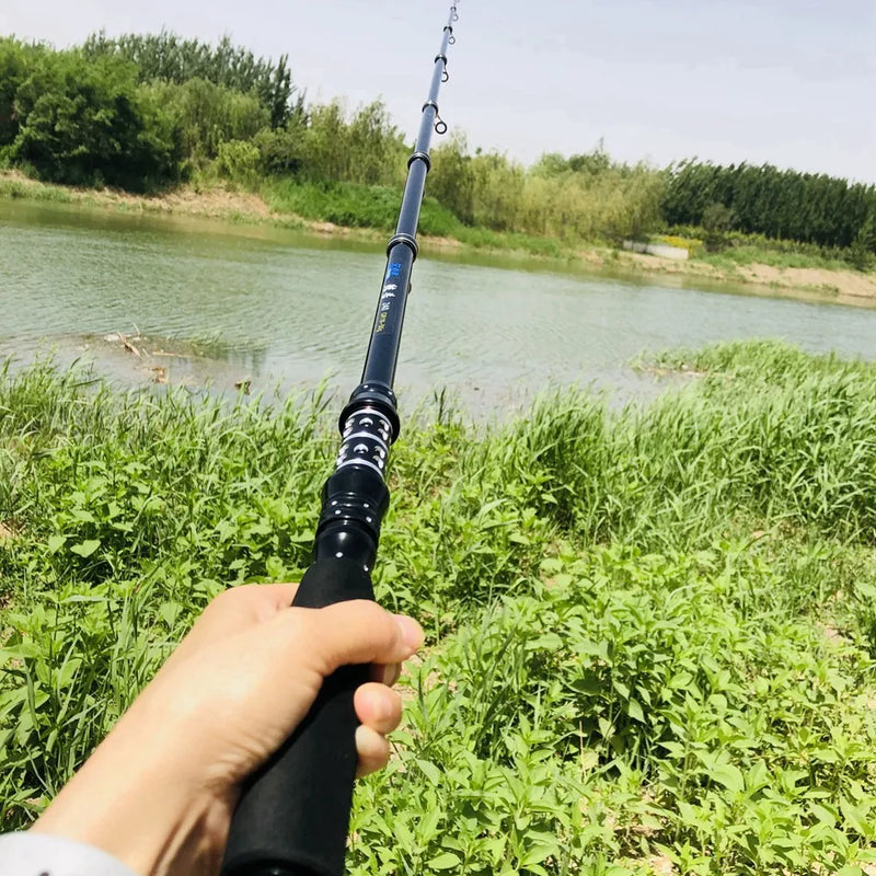 Caña de pescar telescópica 1.5-3.0m, ultraligera, portátil, fibra de carbono, ideal para viaje