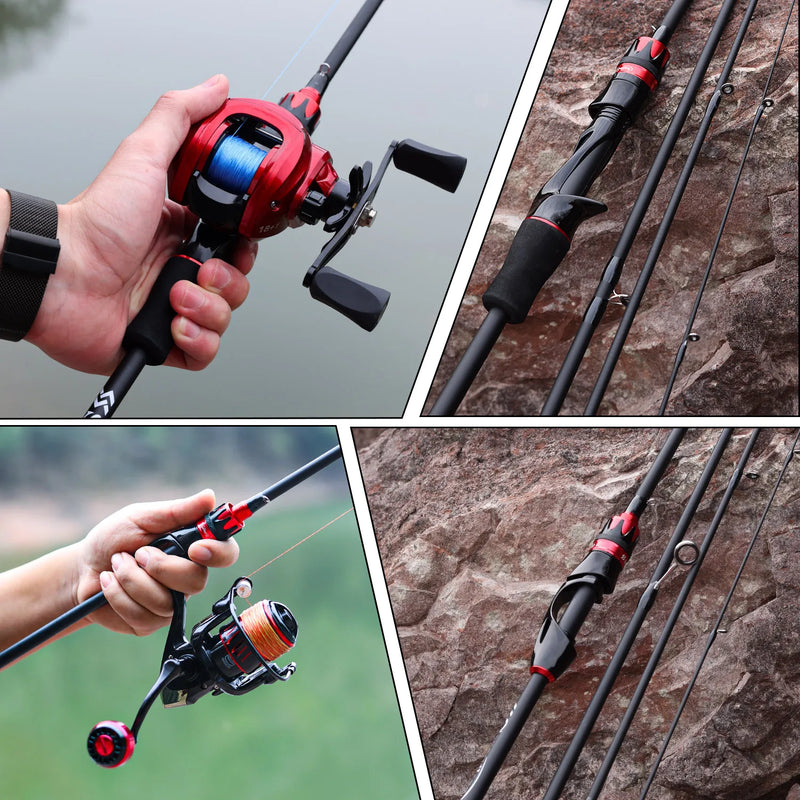 Caña Sougayilang spinning/casting 2.1m, 4 secciones, carbono ultraligero, isca 0.8-5g
