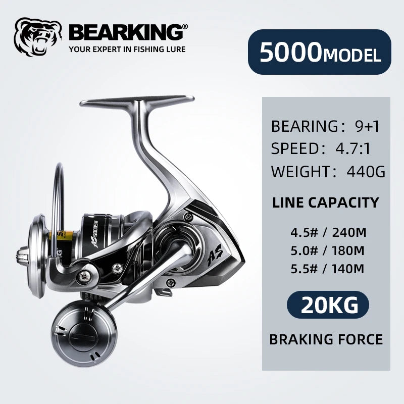 Carrete Bearking BKT giratorio 1000-6000 9+1BB con freno de hasta 20 kg