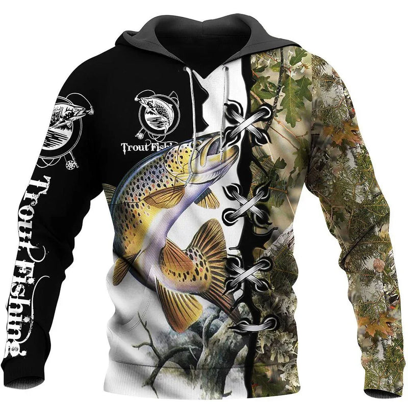 Moletom de Pesca Harajuku Unissex Casual Hoodie Outono/Inverno