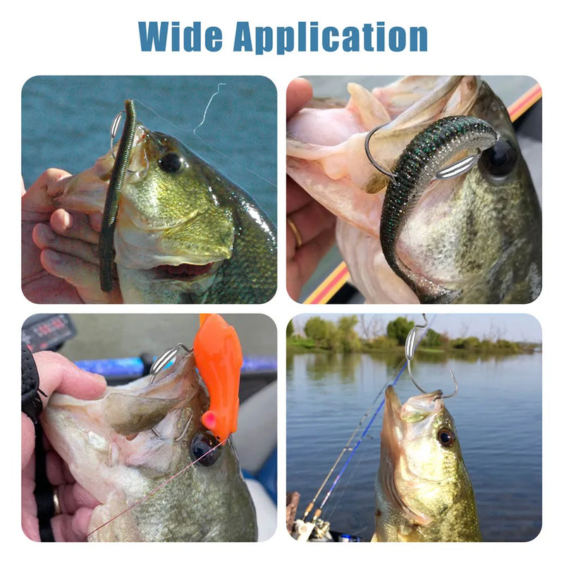 Anzuelos offset con peso Easy Catch, cabeza redonda, acero carbono, 10 unidades