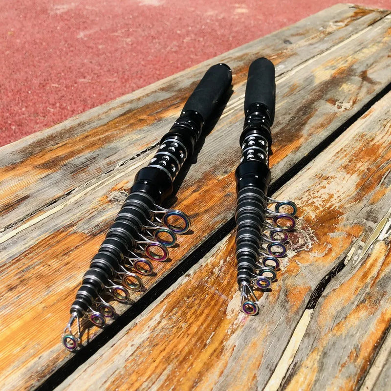 Caña de pescar telescópica 1.5-3.0m, ultraligera, portátil, fibra de carbono, ideal para viaje